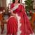Red linen floral print printed saree