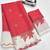 Red linen floral print printed saree