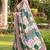 Cream silk blend cutdana work embroidered saree