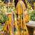 Yellow silk blend cutdana work embroidered saree