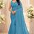 Light blue georgette sequins work embroidered saree