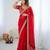 Red silk blend sequins work embroidered saree