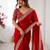 Red silk blend sequins work embroidered saree