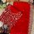 Red silk blend sequins work embroidered saree