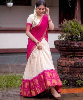 off white cotton poly embroidered designer lehenga-choli 1