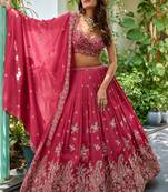 dark pink Silk Blend embroidered designer lehenga-choli