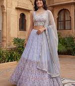 blue Georgette printed designer lehenga-choli