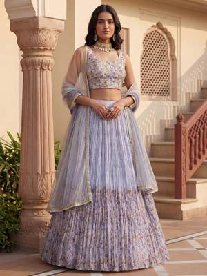 blue Georgette printed designer lehenga-choli 2