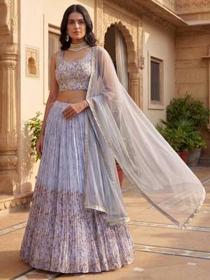 blue Georgette printed designer lehenga-choli 3