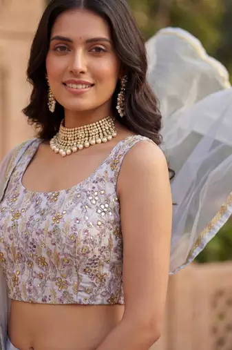 blue Georgette printed designer lehenga-choli
