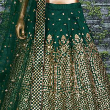 emerald silk blend embroidered traditional lehenga choli 2