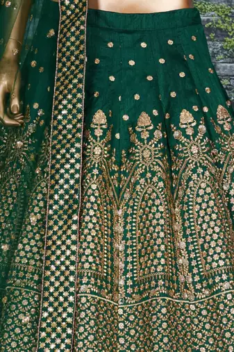 emerald silk blend embroidered traditional lehenga choli