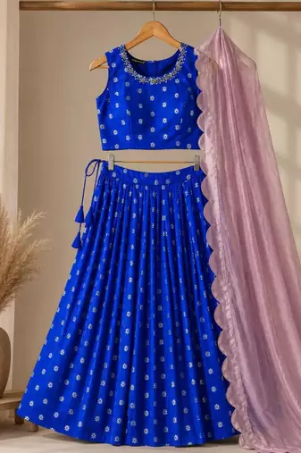 royal blue silk blend embroidered traditional lehenga choli upto 44