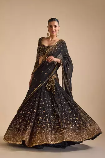 black georgette embroidered traditional lehenga choli