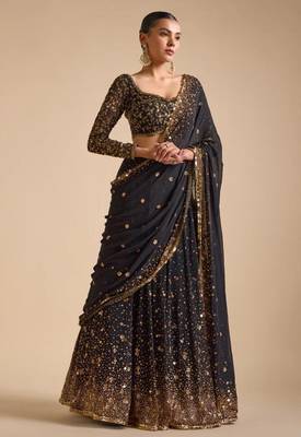 black georgette embroidered traditional lehenga choli 2