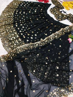 black georgette embroidered traditional lehenga choli 3