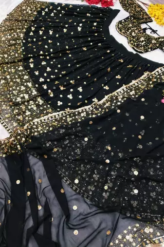 black georgette embroidered traditional lehenga choli