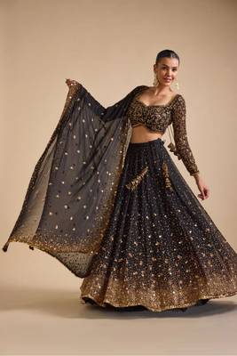 black georgette embroidered traditional lehenga choli 4