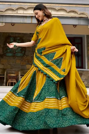 multicolor rayon printed traditional lehenga choli upto 42