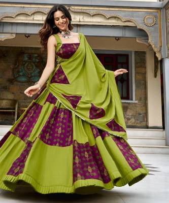 multicolor rayon printed traditional lehenga choli upto 42 1