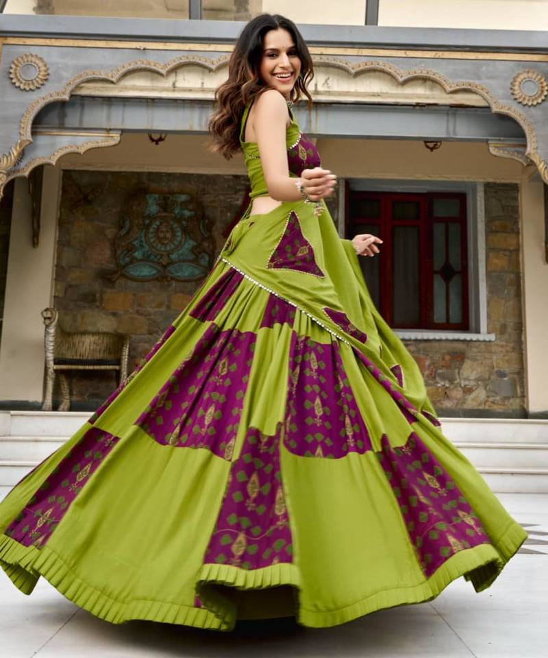 multicolor rayon printed traditional lehenga choli upto 42