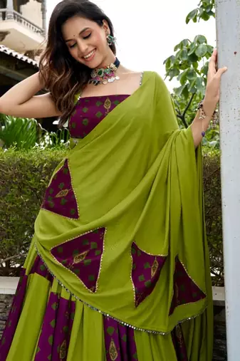 multicolor rayon printed traditional lehenga choli upto 42