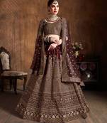 maroon silk blend embroidered traditional lehenga choli