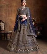 navy blue silk blend embroidered traditional lehenga choli