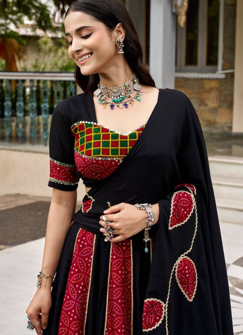 multicolor rayon printed traditional lehenga choli upto 42