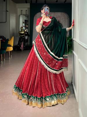 red georgette printed traditional lehenga choli upto 42 1