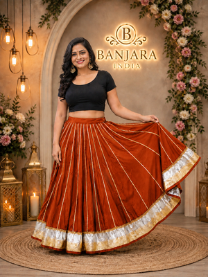 Women’s Long Flair Chaniya Skirt for Navratri & Garba  Free Size (upto XL) 2