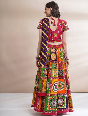 Women's Traditional Cotton Chaniya Choli Set with Dupatta  Free Size (upto 42) 2