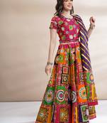 Women's Traditional Cotton Chaniya Choli Set with Dupatta  Free Size (upto 42)