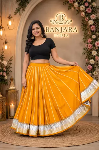 Long Flair Chaniya Skirt for Navratri & Garba  Free Size (upto 42)