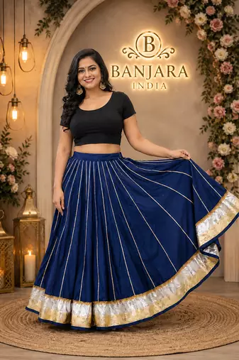 Long Flair Chaniya Skirt for Navratri & Garba  Free Size (upto 42)