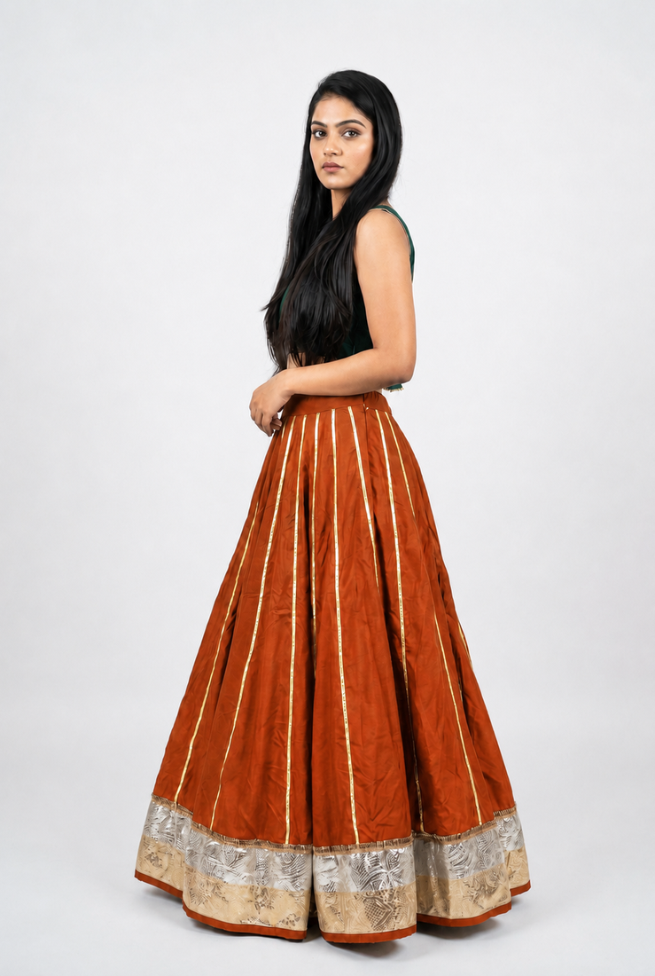 Women’s Long Flair Chaniya Skirt for Navratri & Garba  Free Size (upto XL)