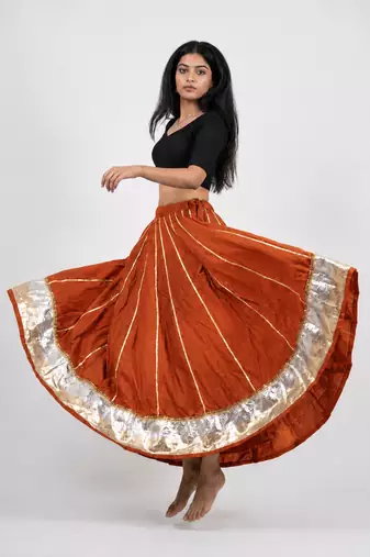 Women’s Long Flair Chaniya Skirt for Navratri & Garba  Free Size (upto XL)