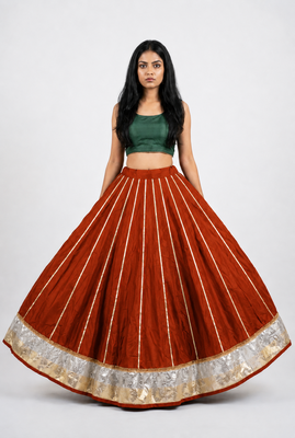 Women’s Long Flair Chaniya Skirt for Navratri & Garba  Free Size (upto XL) 5