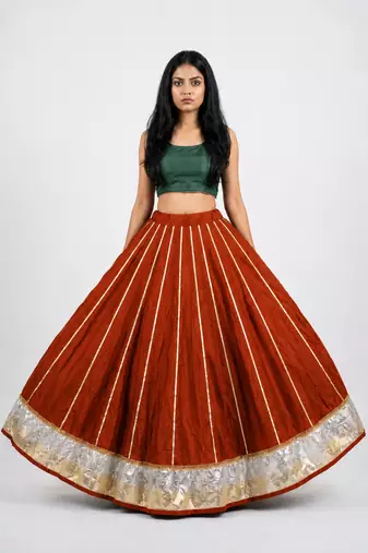 Women’s Long Flair Chaniya Skirt for Navratri & Garba  Free Size (upto XL)
