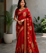 Reed Color Zari Weveing Work Georgette Saree
