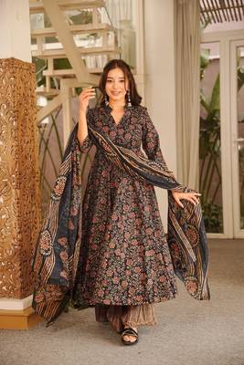 Black maslin digital printed wedding party festival casual ready anarkali palazzo pant salwar kameez 2