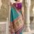 blue banarasi silk blend saree with blouse