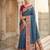 navy blue banarasi silk blend saree with blouse