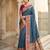 navy blue banarasi silk blend saree with blouse