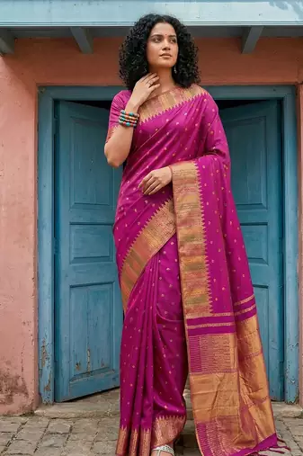 wine silk blend saree with blouse