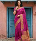 wine silk blend saree with blouse