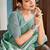 sea green linen saree with blouse