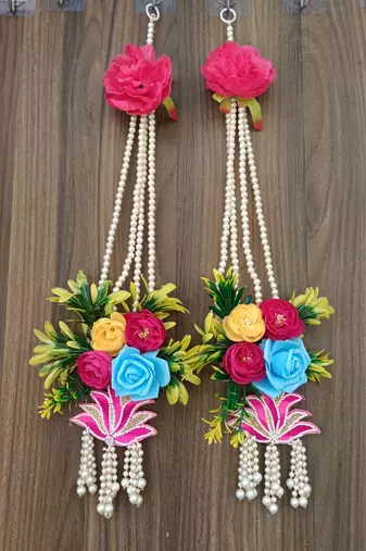 handmade floral beads decorative hanging wall hanging for home decor (pack of 2)