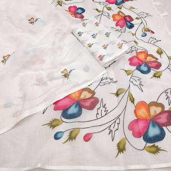 white flower printed work cotton blend saree 1