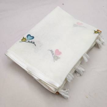 white flower printed work cotton blend saree 3